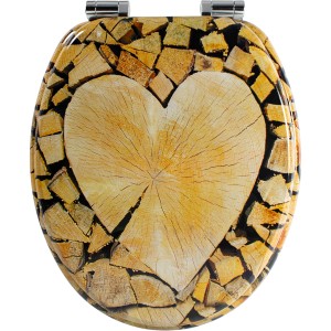 Sanfino WC-Sitz Wood Heart: Toilettendeckel aus Holz mit Herz und Absenkautomatik.