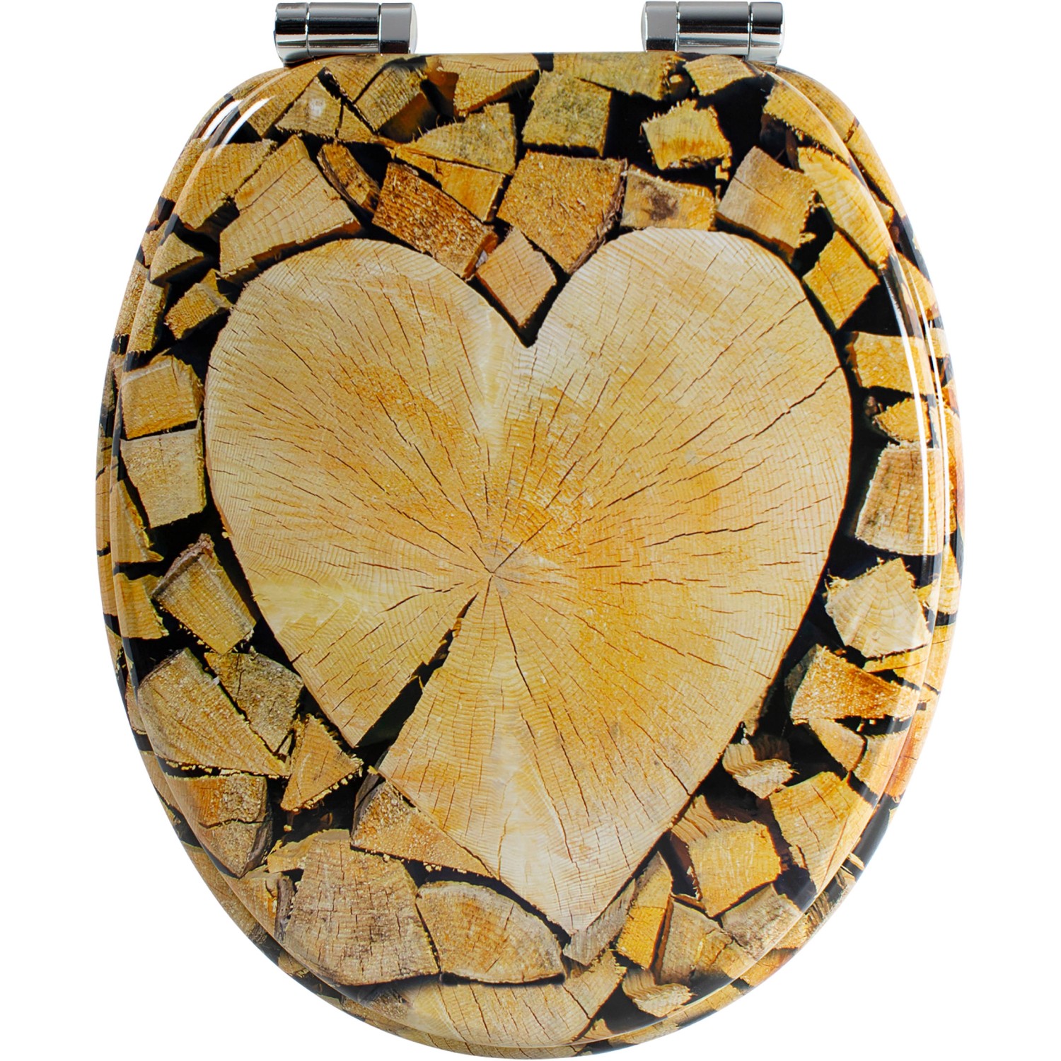 Sanfino WC Sitz Wood Heart Toilettendeckel mit Absenkautomatik aus Holz günstig online kaufen