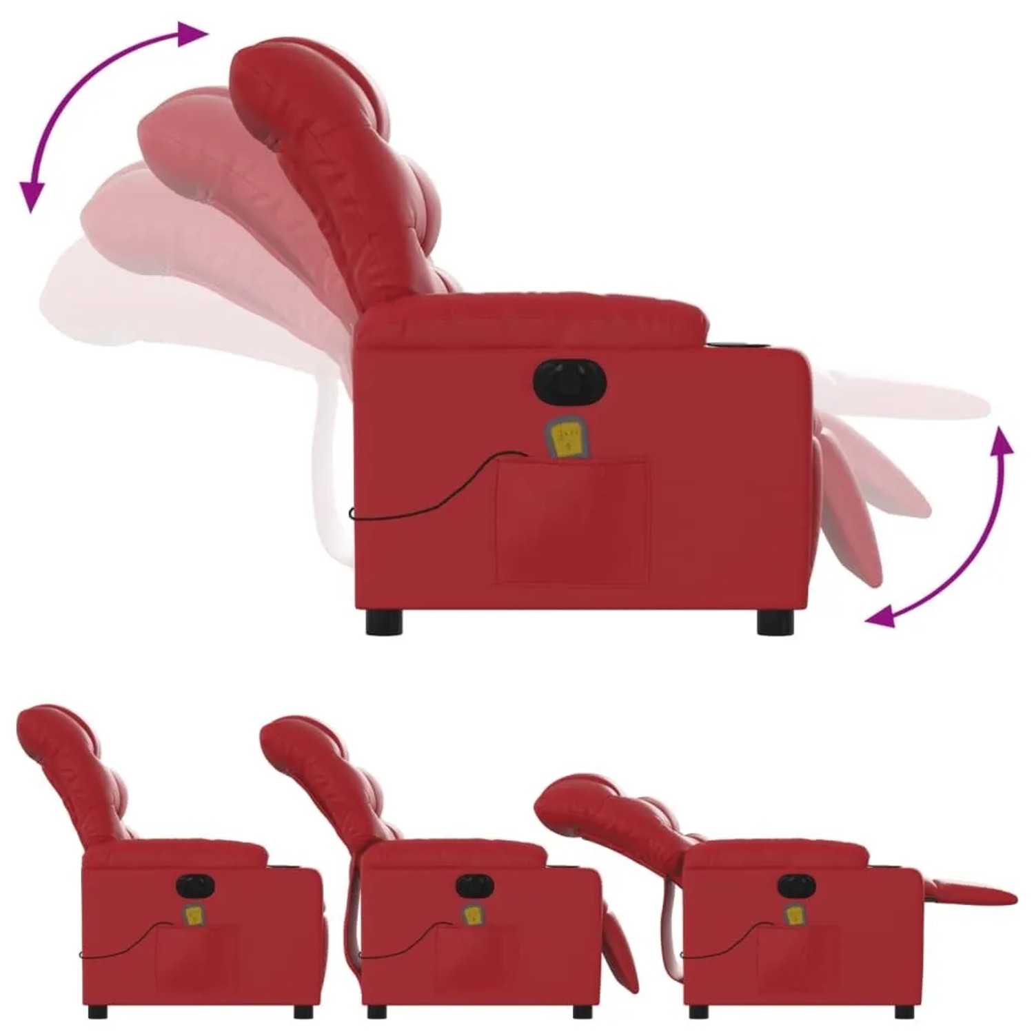 vidaXL Massagesessel Elektrisch Rot Kunstleder 3206597_7