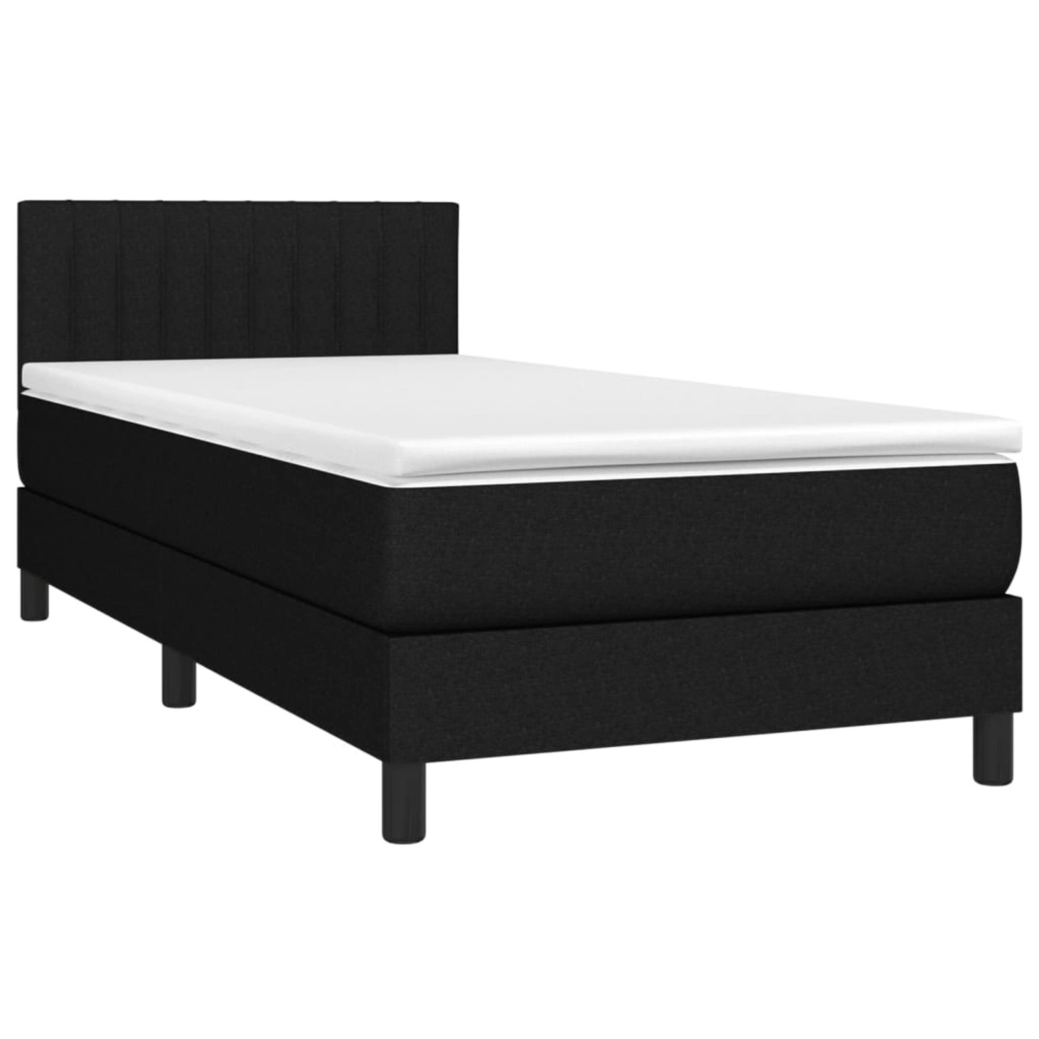 vidaXL Boxspringbett mit Matratze & LED Schwarz 90x200 cm Stoff 3133287 günstig online kaufen
