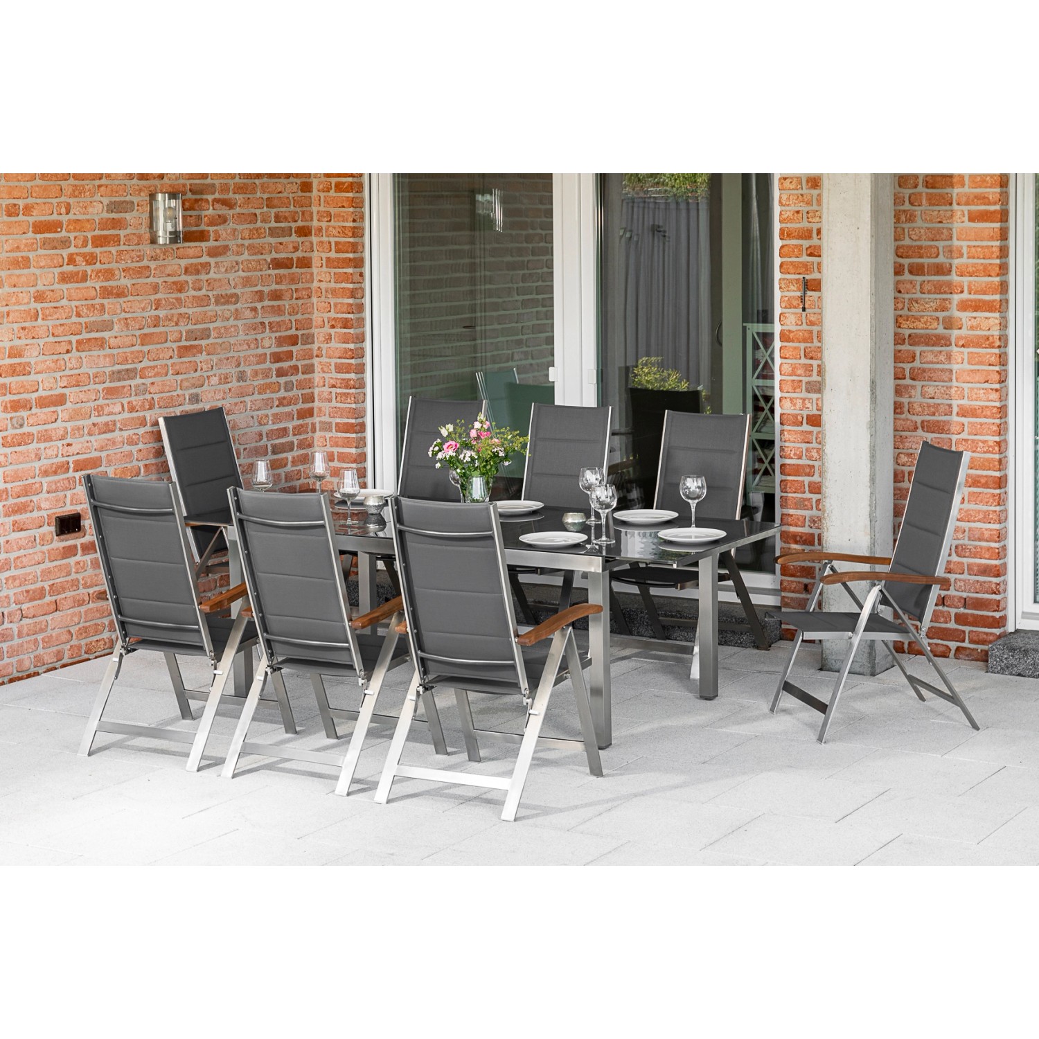 Merxx Ferrara Set 9-tlg. 8 Klappsessel Gartentisch Ausziehbar 180 (240) x 1 günstig online kaufen
