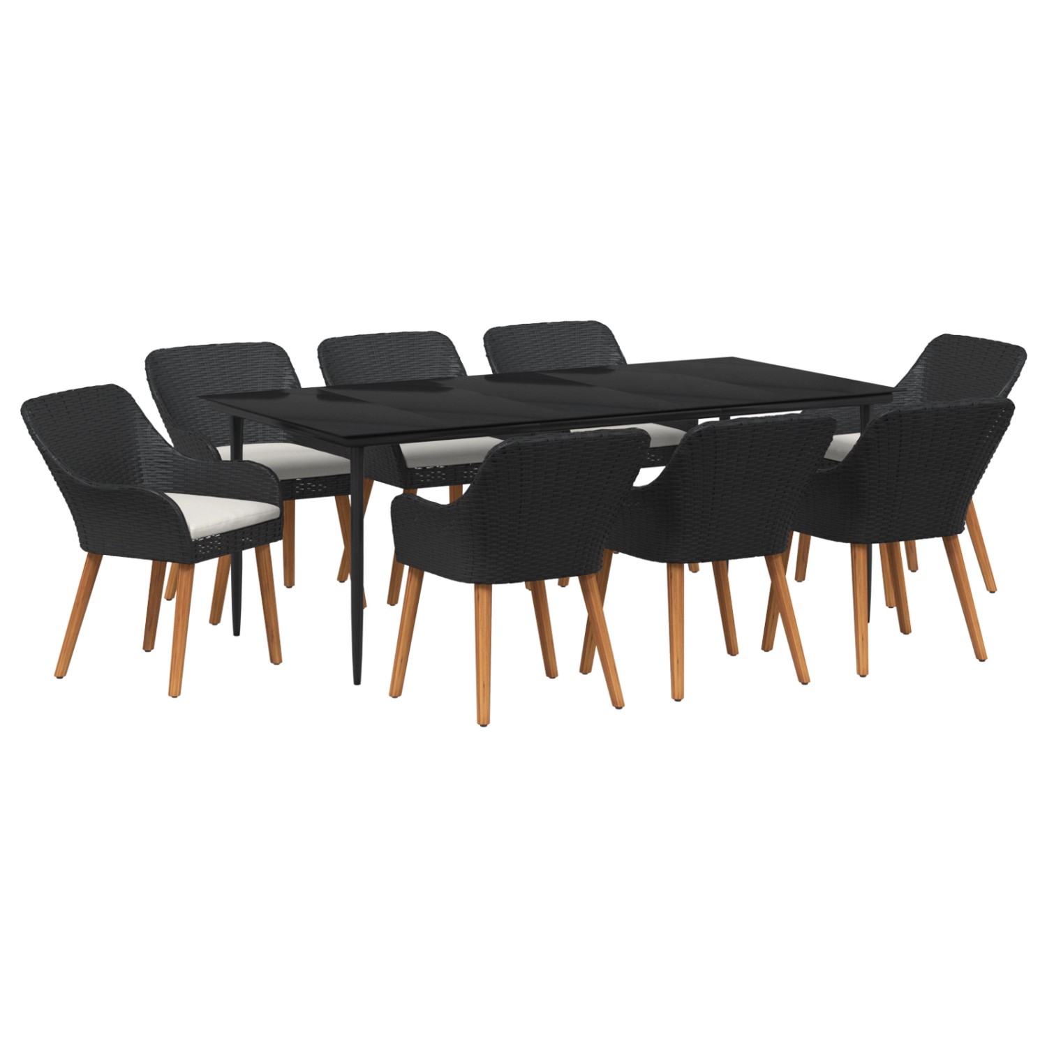 vidaXL 9-Teiliges Garten Esstisch Set Schwarzes Poly-Rattan 3261669 günstig online kaufen