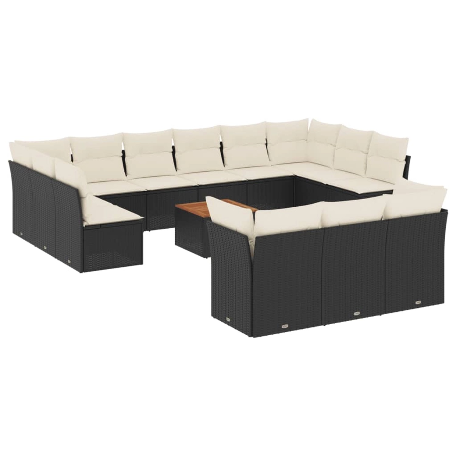 vidaXL 14-Tlg Garten-Sofagarnitur mit Kissen Schwarz Poly Rattan 3256252 günstig online kaufen