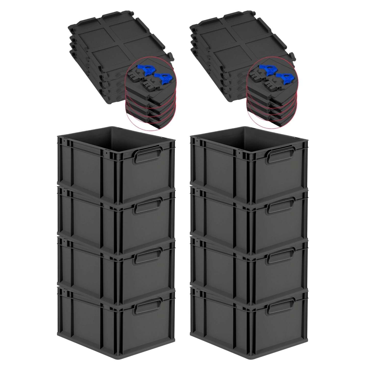 PROREGAL SuperSparSet 8x Eurobox Nextgen Grip Mit Scharnierdeckel Und Blaue günstig online kaufen
