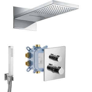 PaulGurkes Unterputz Duschsystem mit Regendusche, Wasserfall und Handbrause.