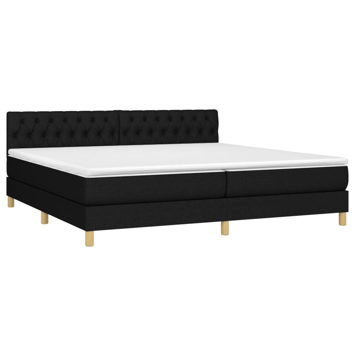 vidaXL Boxspringbett mit Matratze & LED Schwarz 200x200 cm Stoff 3133983