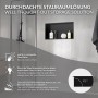 Schwarze LuxeBath Wandnische aus Edelstahl (60x30x10 cm) im Badezimmer.
