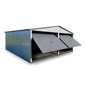 Liderstal Doppelgarage Premium aus Blech 600 x 500 cm Seitengiebel Schwingtor Aluminium