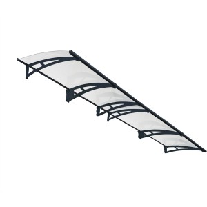 Palram Canopia Aquila 4.1 x 0.9 Vordach in Anthrazit mit klarer Acrylglas-Eindeckung.
