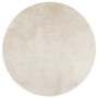 Runder beiger Kurzflor-Teppich OVIEDO, Ø 120 cm, aus weichem Polyester. Ideal für Wohnzimmer.