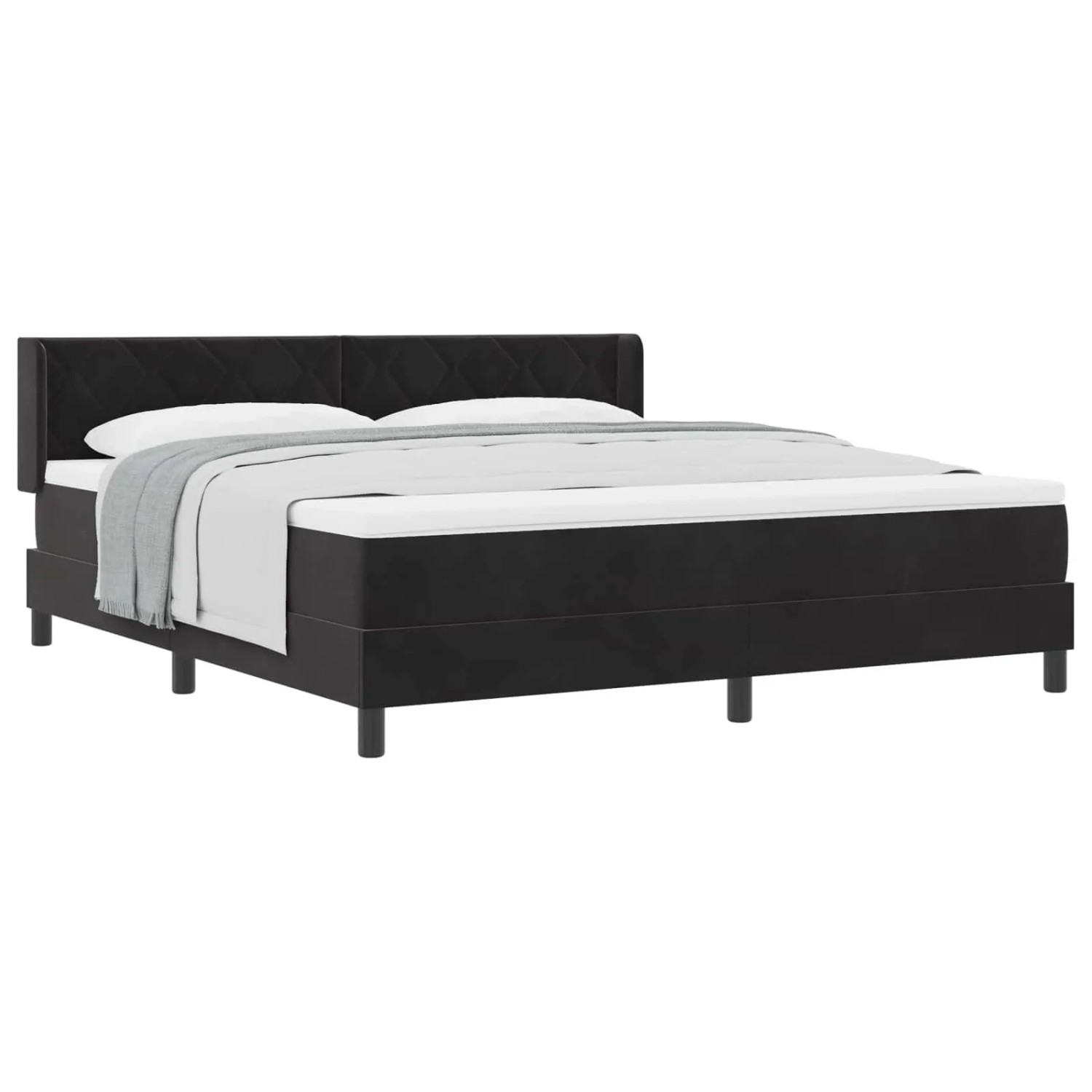 vidaXL Boxspringbett mit Matratze Schwarz 200 x 180 cm Polyester 3341536
