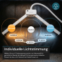 LUXULA LED Schreibtischlampe Doppelkopf mit Farbtemperatur-Optionen (Warmweiß, Neutral, Kaltweiß).