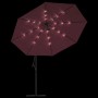 Bordeauxroter Ampelschirm mit LED-Beleuchtung, 350 cm Durchmesser, Stahl-Mast. Ideal für Garten & Terrasse.