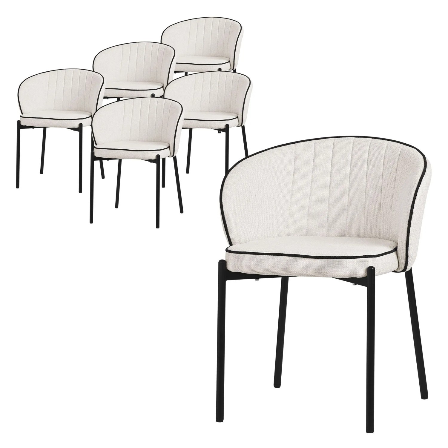 ML-Design Esszimmerstühle 6Er Set Beige mit Stoffbezug & Metallbeinen