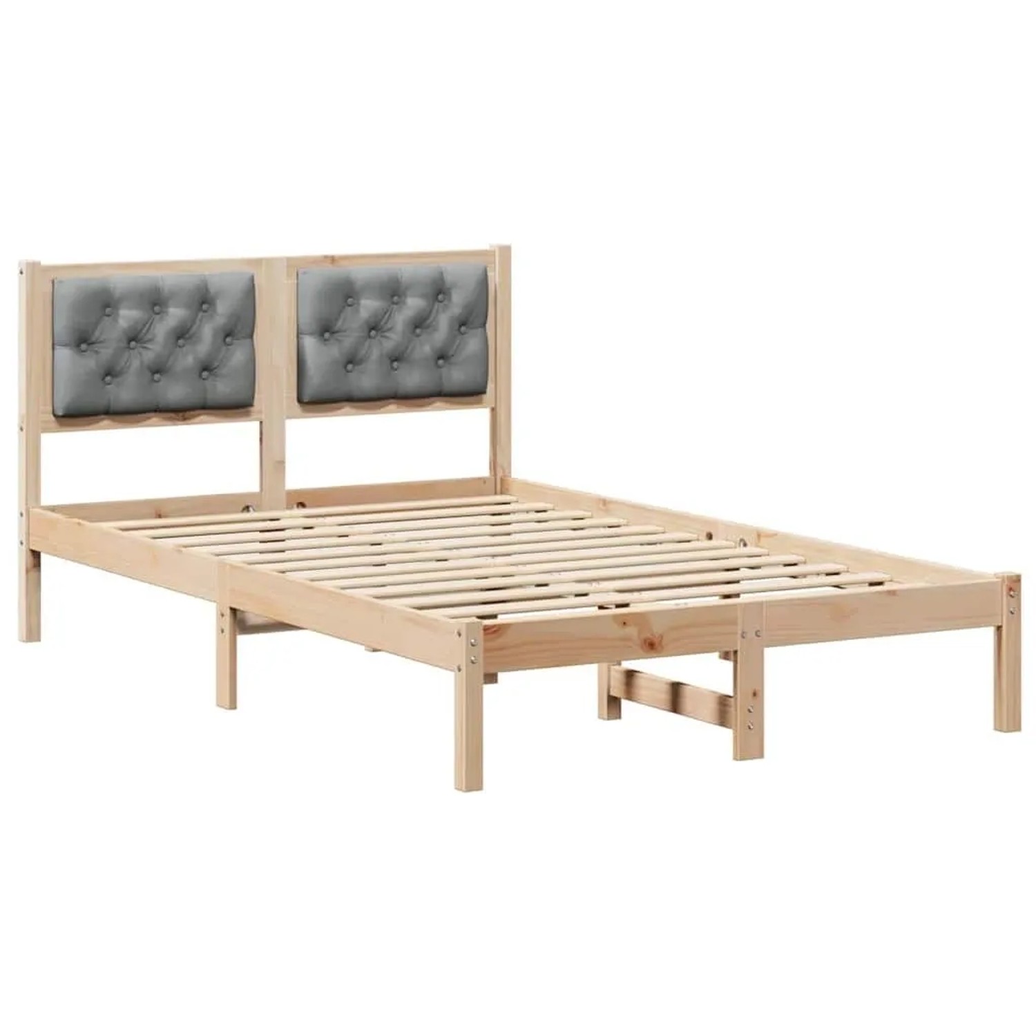 vidaXL Bettrahmen Hellgrau 120 x 190 cm Massives Kiefernholz 878204