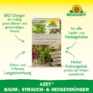 Neudorff Azet Baum-, Strauch- und Heckendünger 1 kg Packung für gesundes Wachstum.