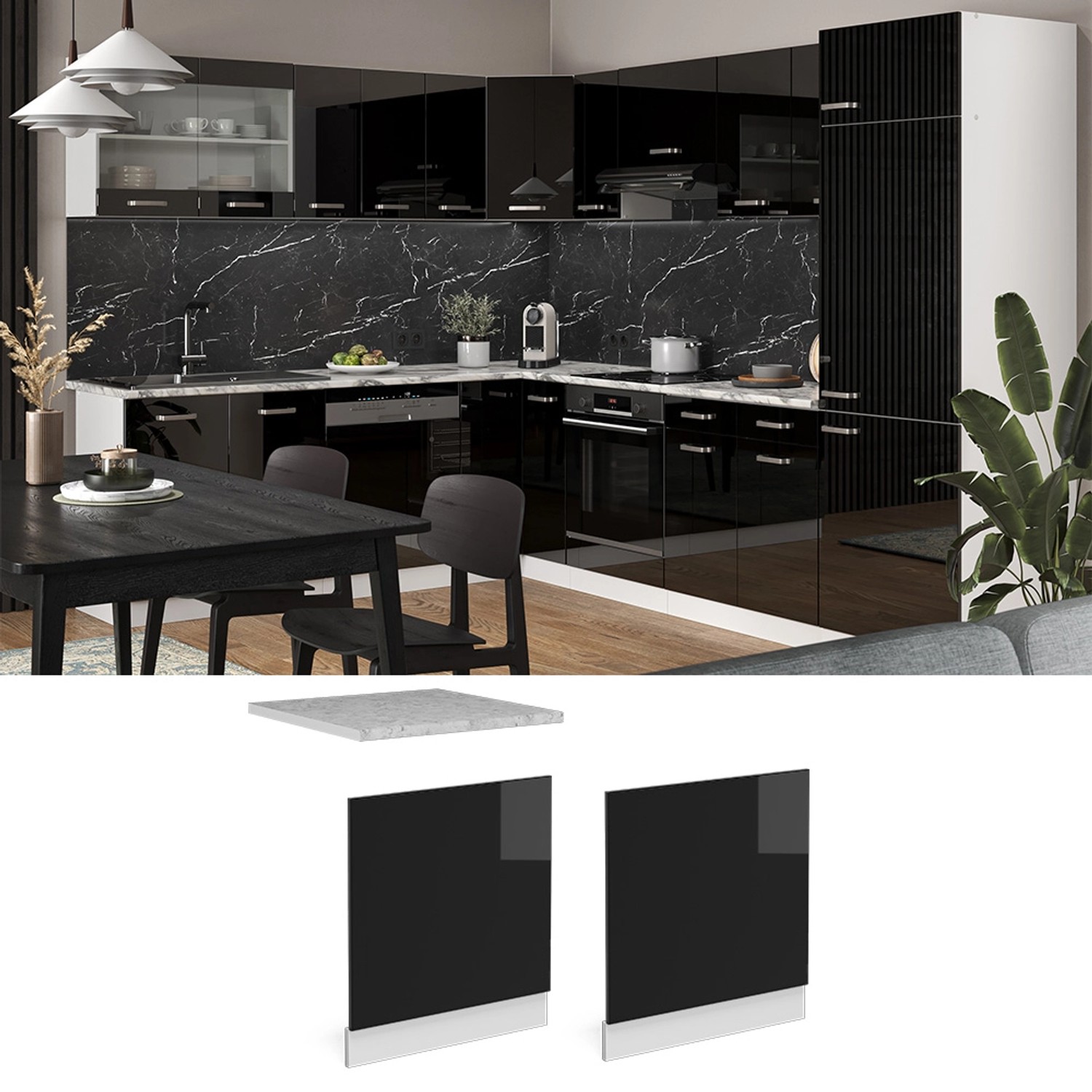 Geschirrspüler Magnet Abdeckung - Gold Weiß Marmor Design