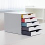 Durable Schubladenbox A4 Varicolor mit 5 Fächern in Gelb, Rot, Blau, Grau zur Büro-Aufbewahrung.