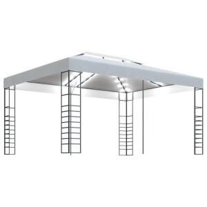 Weißer vidaXL Pavillon 4x3 m mit LED-Lichterkette für Garten & Terrasse.