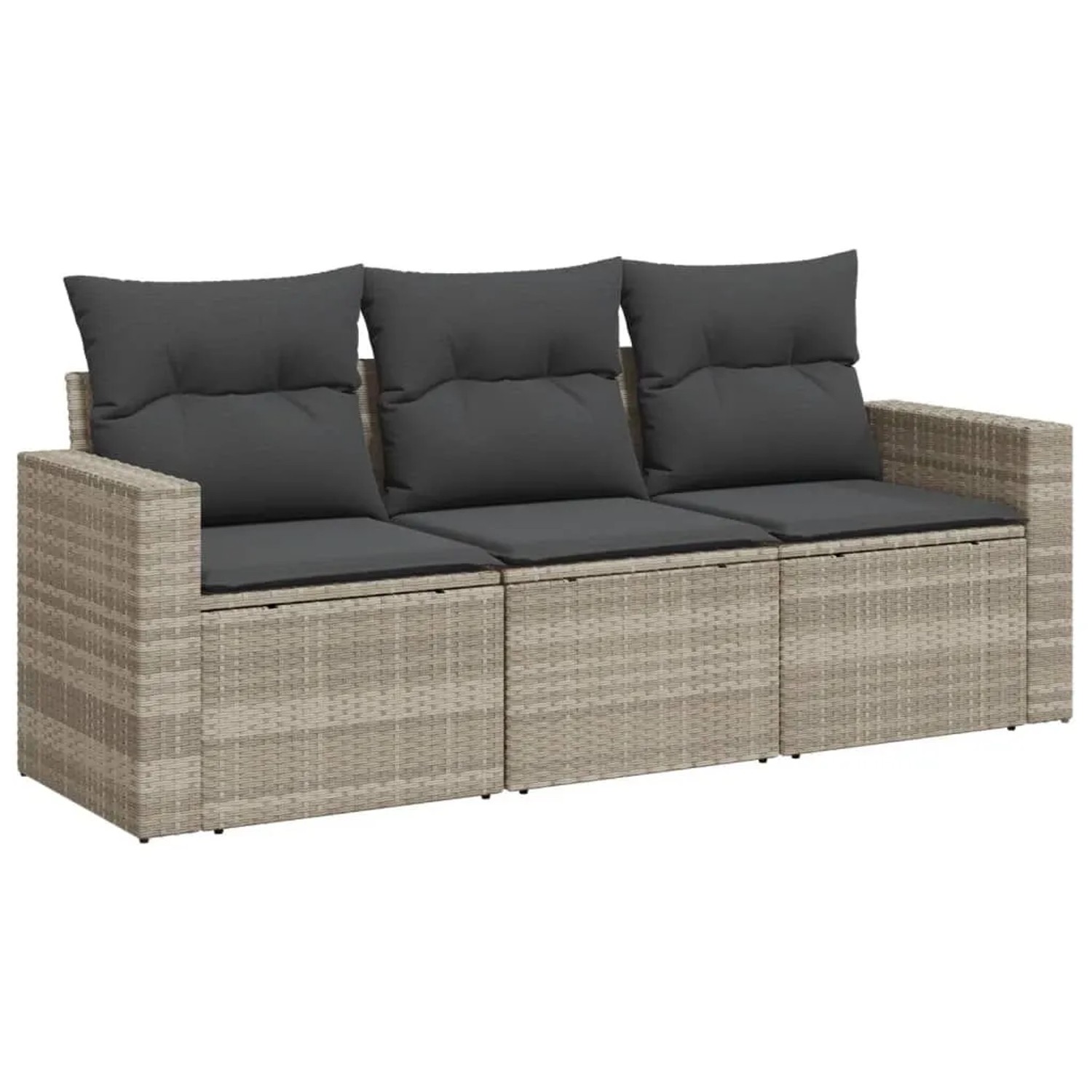vidaXL 3-Tlg Garten-Sofagarnitur mit Kissen Hellgrau Poly Rattan 3250999 günstig online kaufen