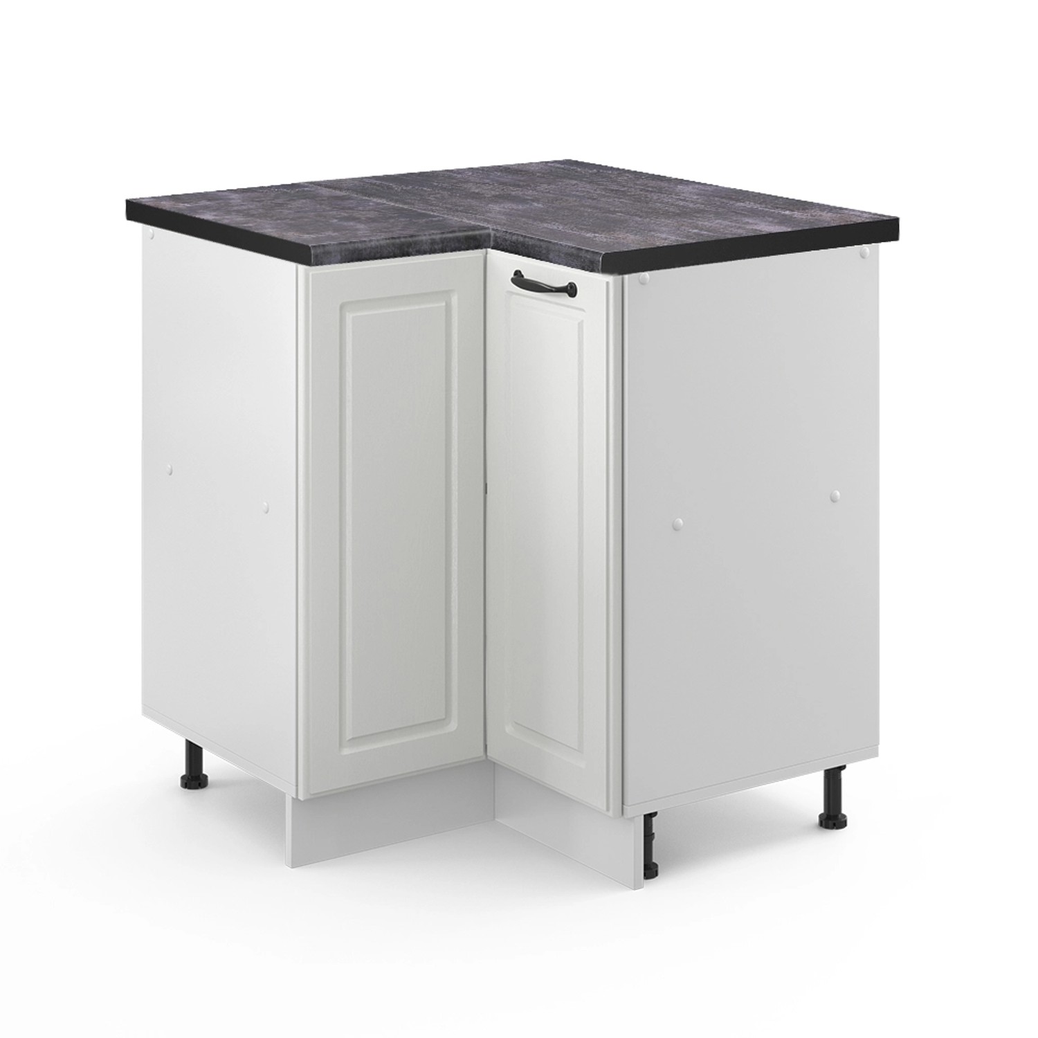 Vicco Eckunterschrank R-Line Weiß Landhaus/Weiß 76 cm AP Anthrazit
