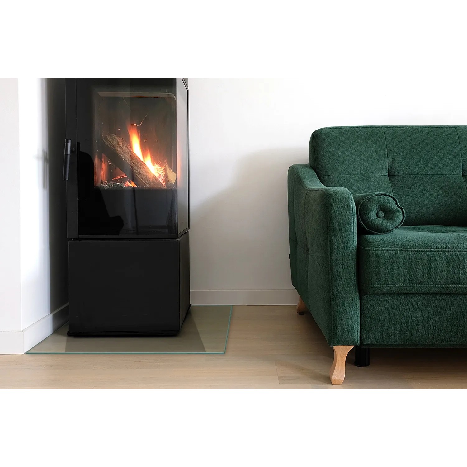 Tulup Glasplatte für Kamin Glasplatte unter Kamin Transparent Quadrat 60x60 cm Funkenschutzplatte Glas Transparent Kamin Glasbodenplatte Transparent_4