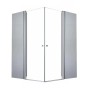 Eckige Glaszentrum Hagen Duschkabine L-Form 70x70x195cm mit Klarglas-Türen und silbernen Profilen.