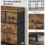 Songmics Kommode mit 7 Schubladen (braun-schwarz), Wohnzimmerschrank mit Metallrahmen und verstellbaren Füßen.
