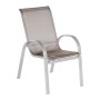 Merxx Amalfi Stapelsessel, Teil des 9-tlg. Gartenmöbel-Sets, mit Aluminiumgestell und Textilbespannung.