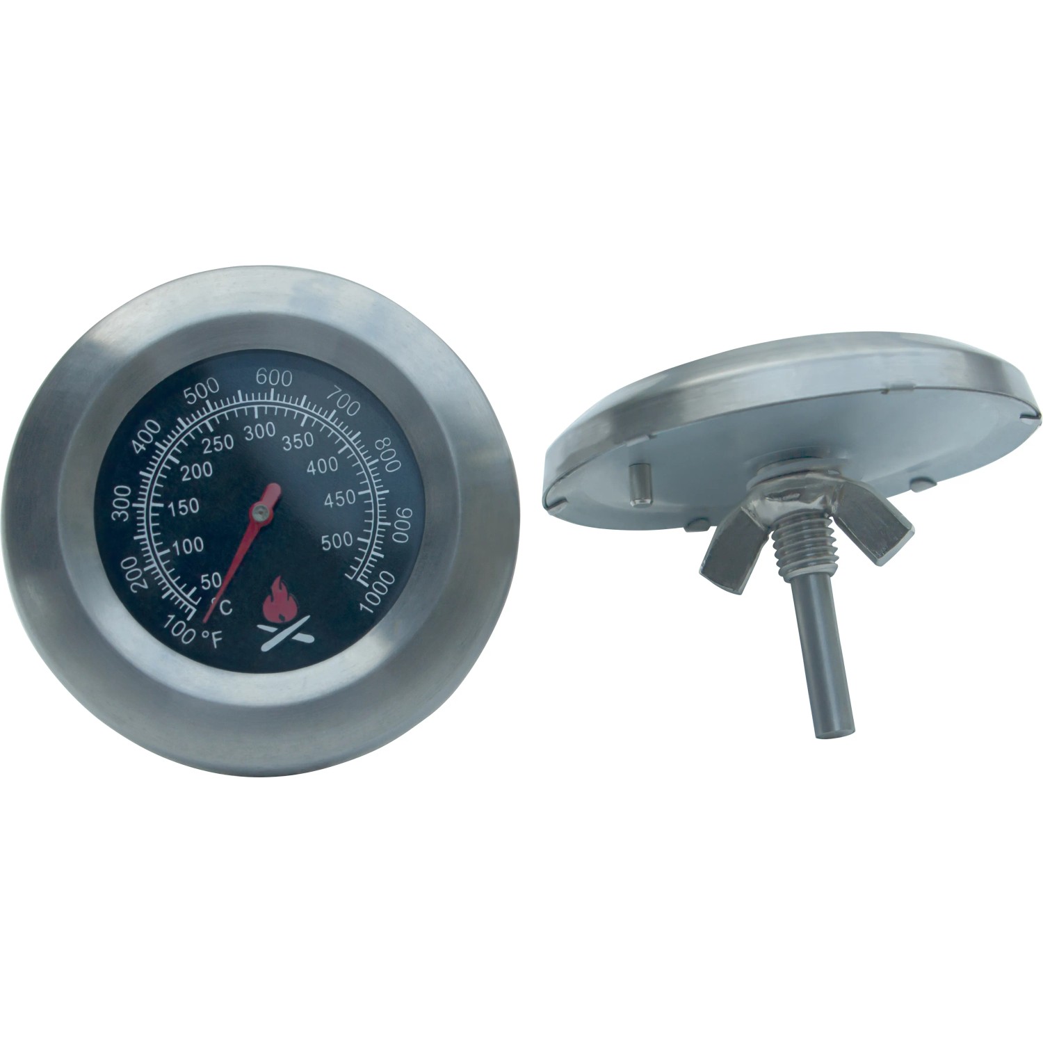 Jamestown Deckelthermometer aus Edelstahl für Holzkohle-Kugelgrills Dexter und Bolton.