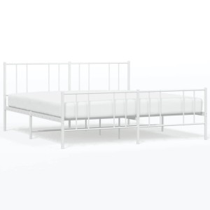vidaXL Bettgestell mit Kopfteil und Fußteil Metall Weiß 200x200 cm 352554