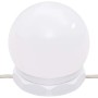 Detailaufnahme einer LED-Leuchte für vidaXL Schminktisch, weiße Kugelform.