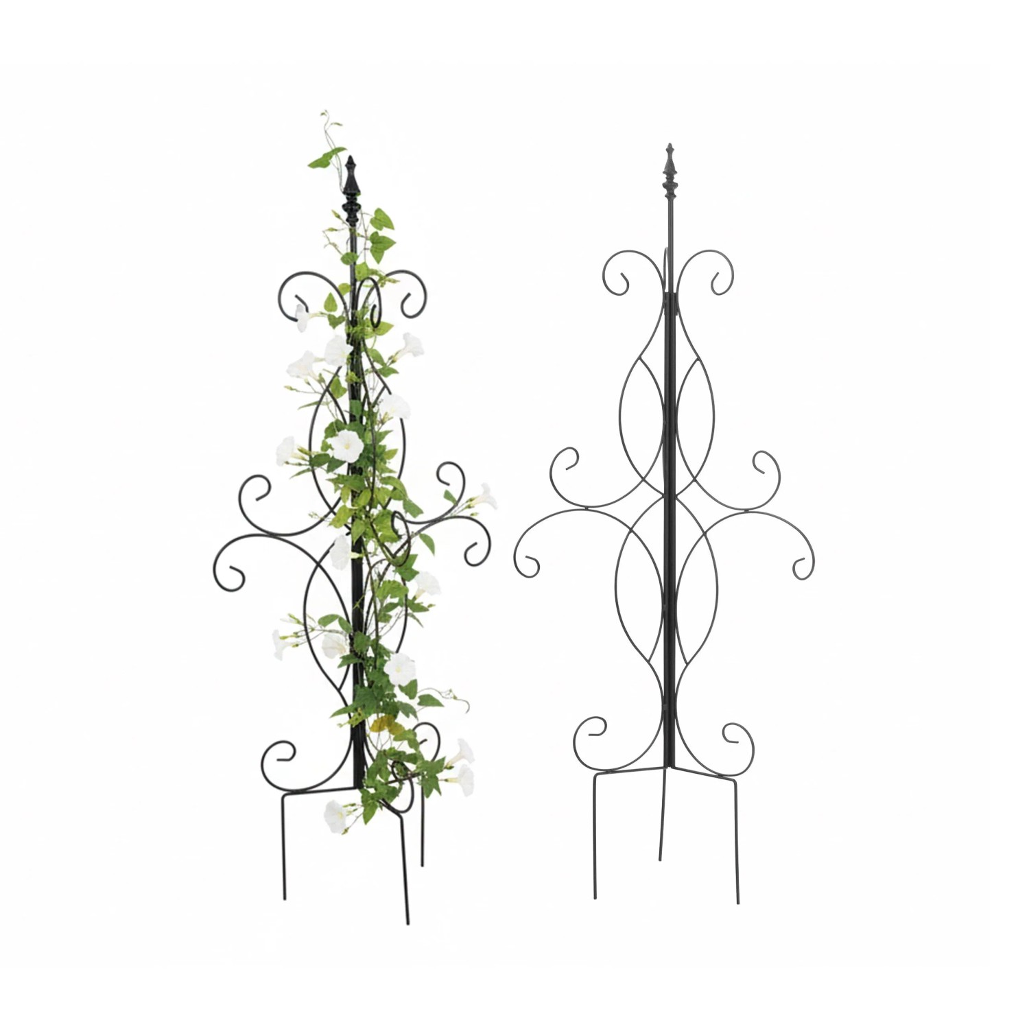 Relaxdays Rankhilfe Stahl Schwarz Freistehend Wetterfest 2er Pack 116 cm x 45 cm x 45 cm
