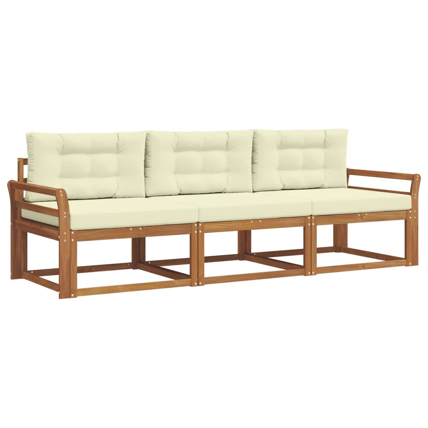 vidaXL Outdoor-Sofagarnitur mit Kissen 3-Tlg Natur und Creme 3367123