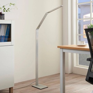 Lucande LED Stehlampe Nicano 9621660 Dimmbar Modern in Alu aus Aluminium 1-flammig Arbeitszimmerleuchte