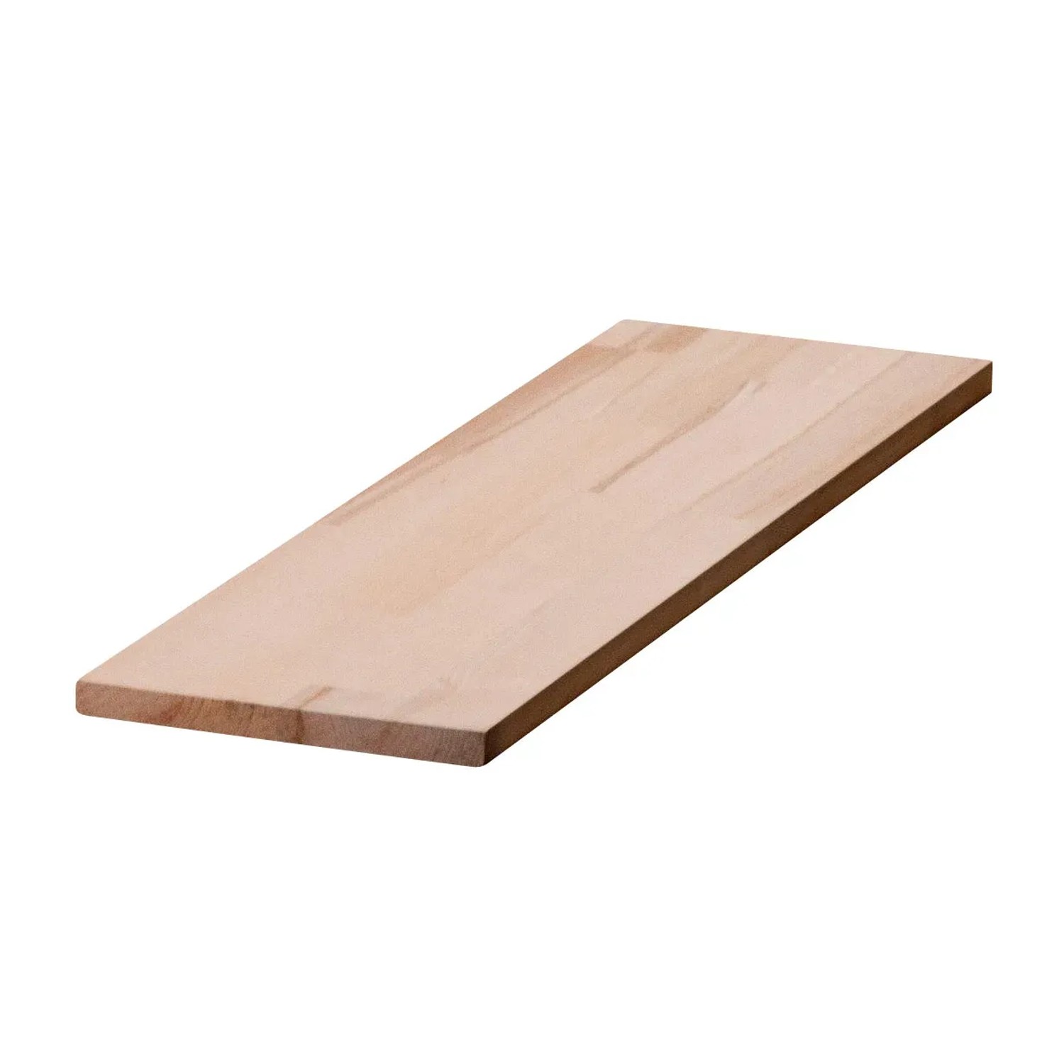 Unbehandelte Leimholzplatte aus Buche, 250x60x1,8 cm, ideal für Regalböden und Möbelbau.