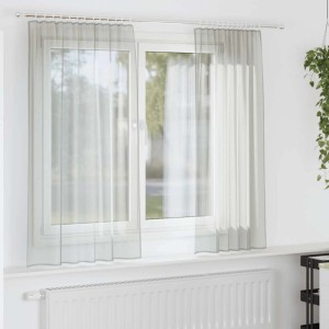 vidaXL Voile Vorhänge mit Stangentaschen 2 Stk Hellgrau 4102206