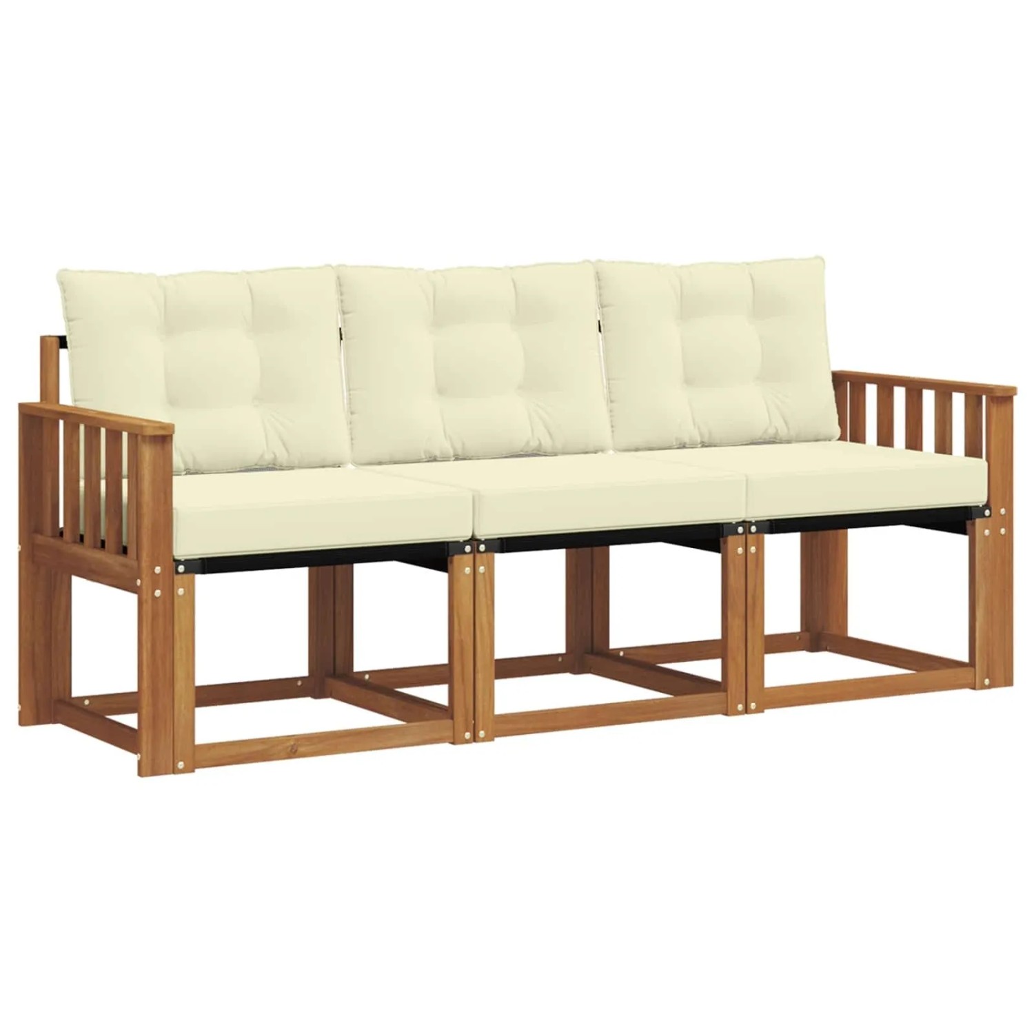 vidaXL Outdoor-Sofagarnitur mit Kissen 3-Tlg Natur und Creme 3368349