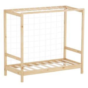 ML-Design Kinderbett Fußballtor, 70x140 cm, Kiefer Massivholz natur mit Tornetz.