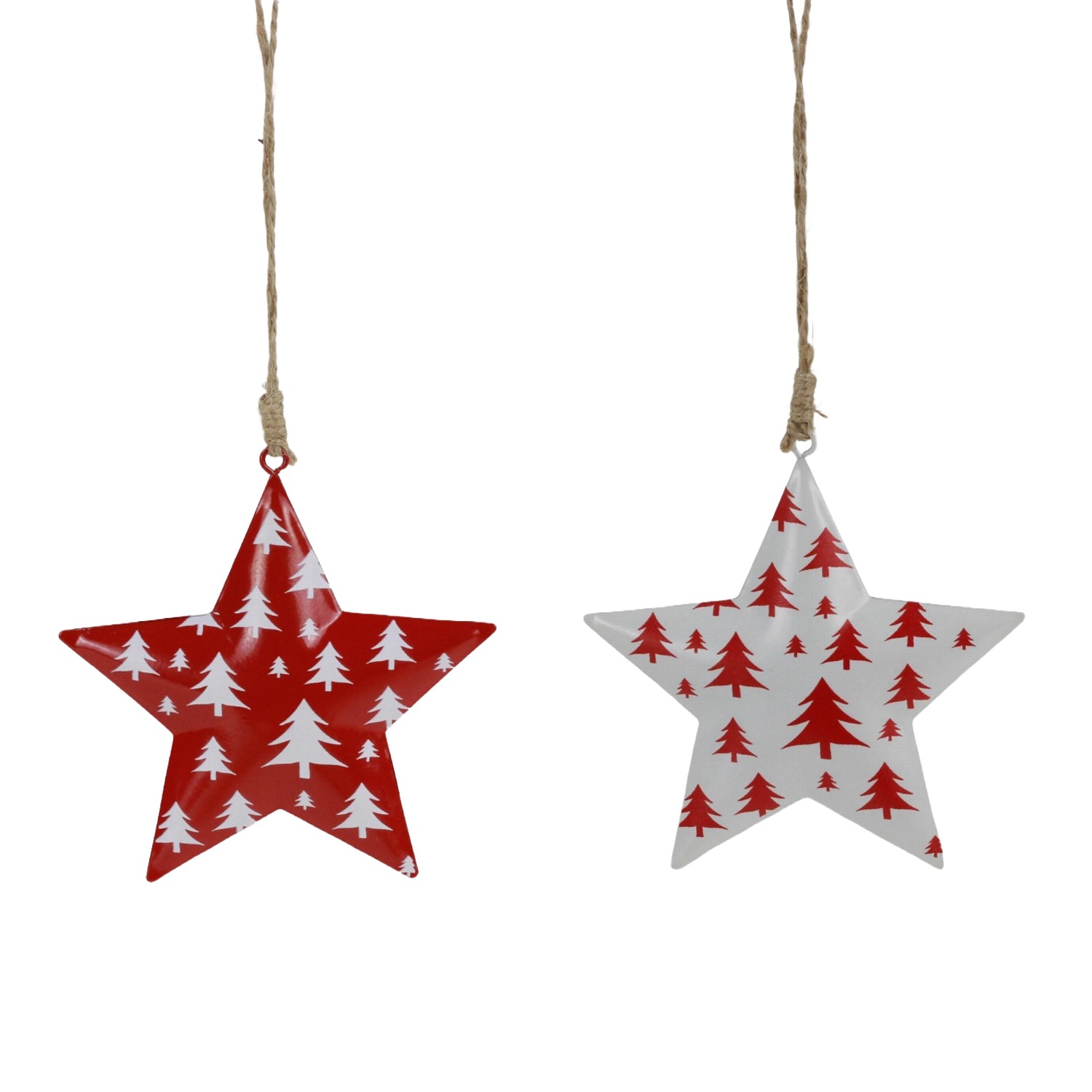 Boltze Stern-Weihnachtsanhänger Tilio 6 x 6 x 6 cm Rot-Weiß 8-fach sortiert