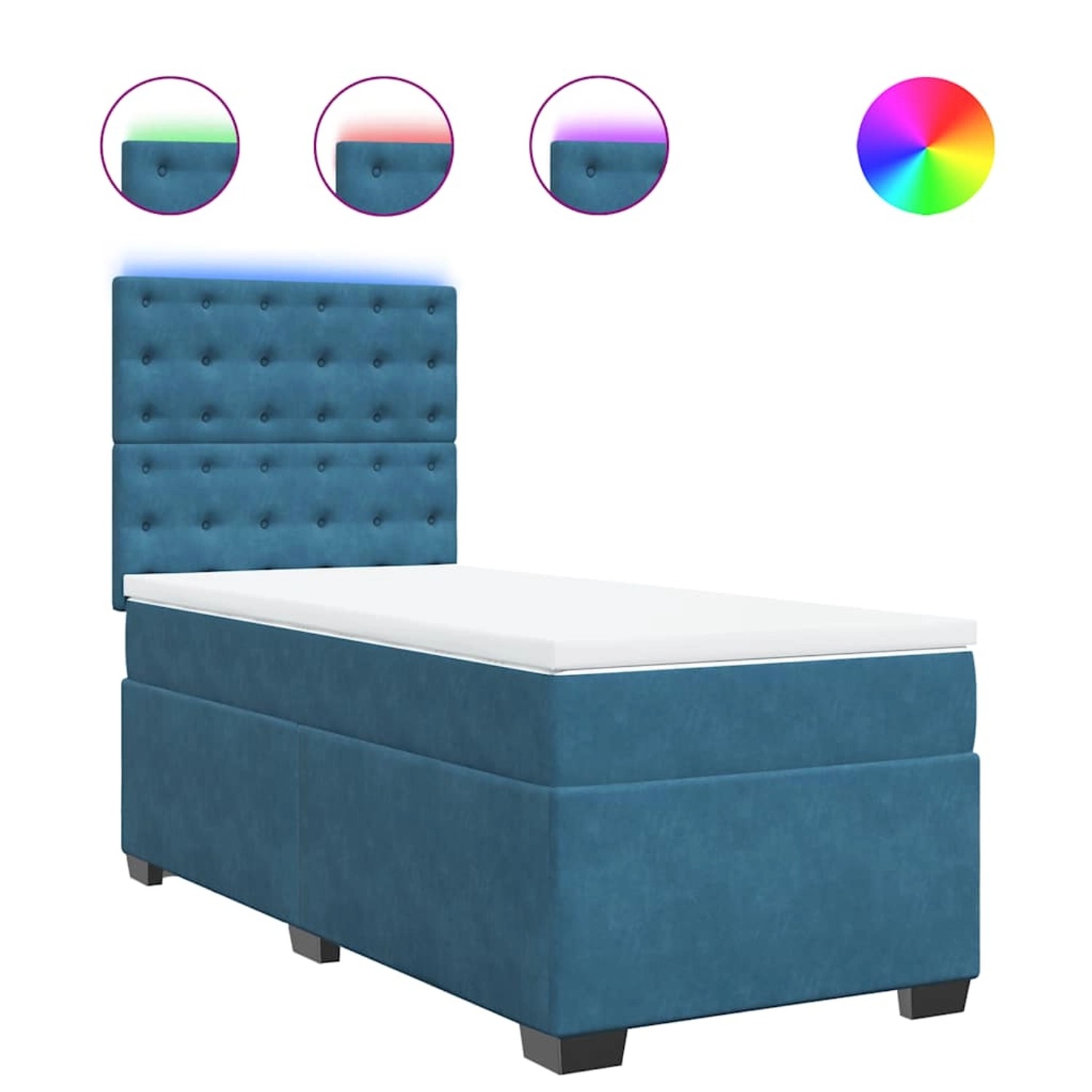 vidaXL Boxspringbett mit Matratze Blau 80x200 cm Samt 3293078 günstig online kaufen