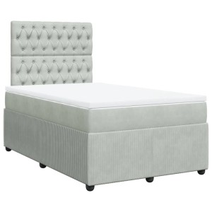 vidaXL Boxspringbett mit Matratze Hellgrau 120x200 cm Samt 3292316