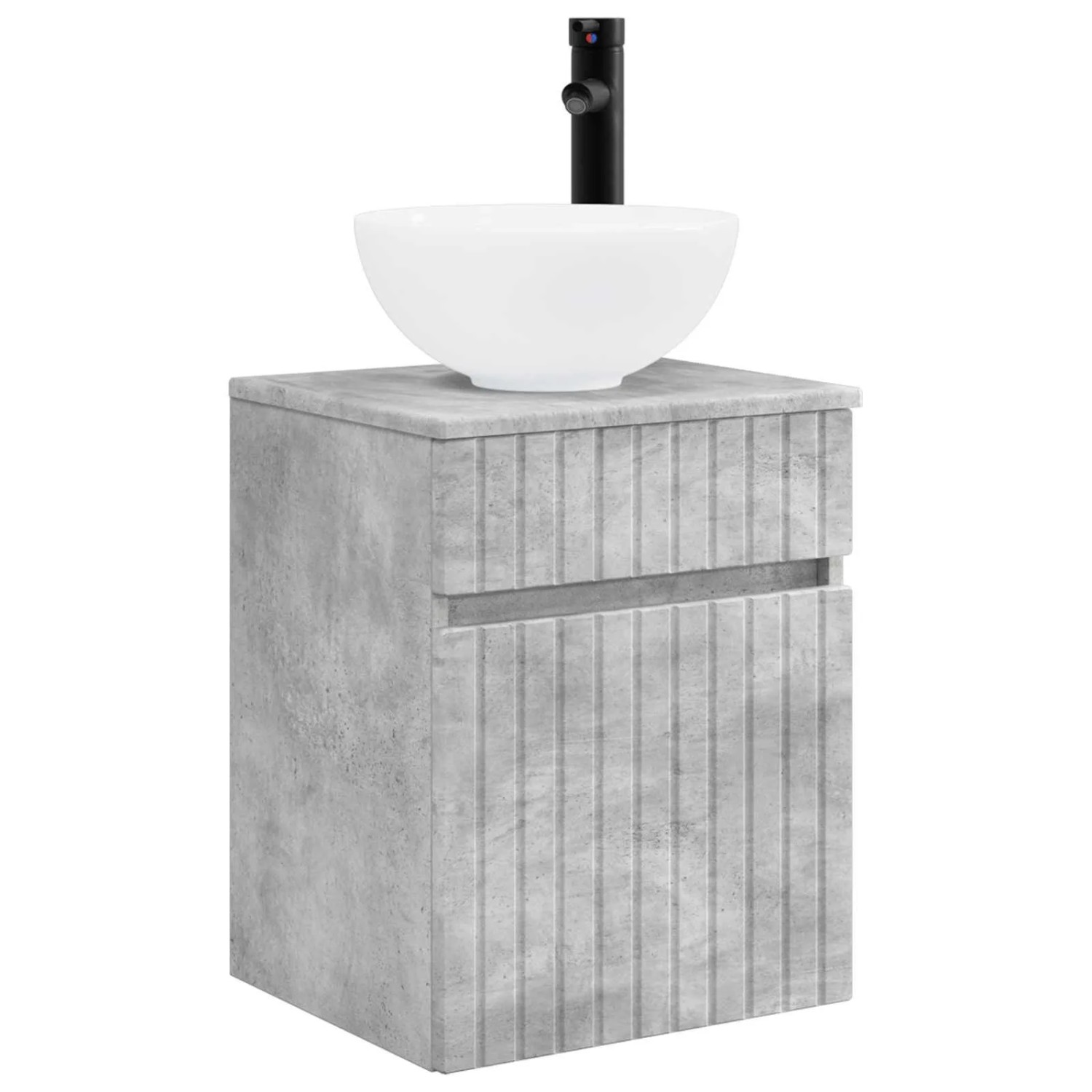 vidaXL Wandmontierte Waschbecken-Vanität Betongrau 39 x 35 x 63 cm 890545