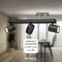 Schwarze Oktaplex Bora Spotbalken mit 3 schwenkbaren GU10 LED Strahlern für Lampen & Leuchten.