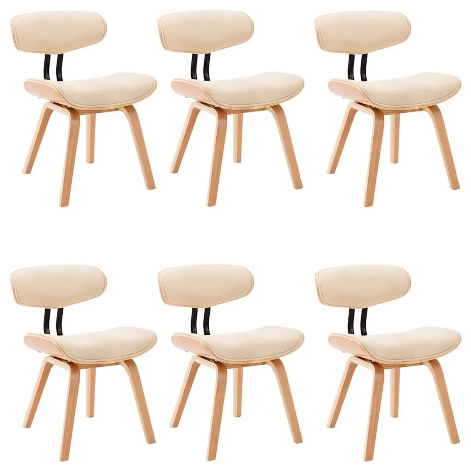 vidaXL Esszimmerstühle 6 Stk Creme Bugholz und Kunstleder 278721