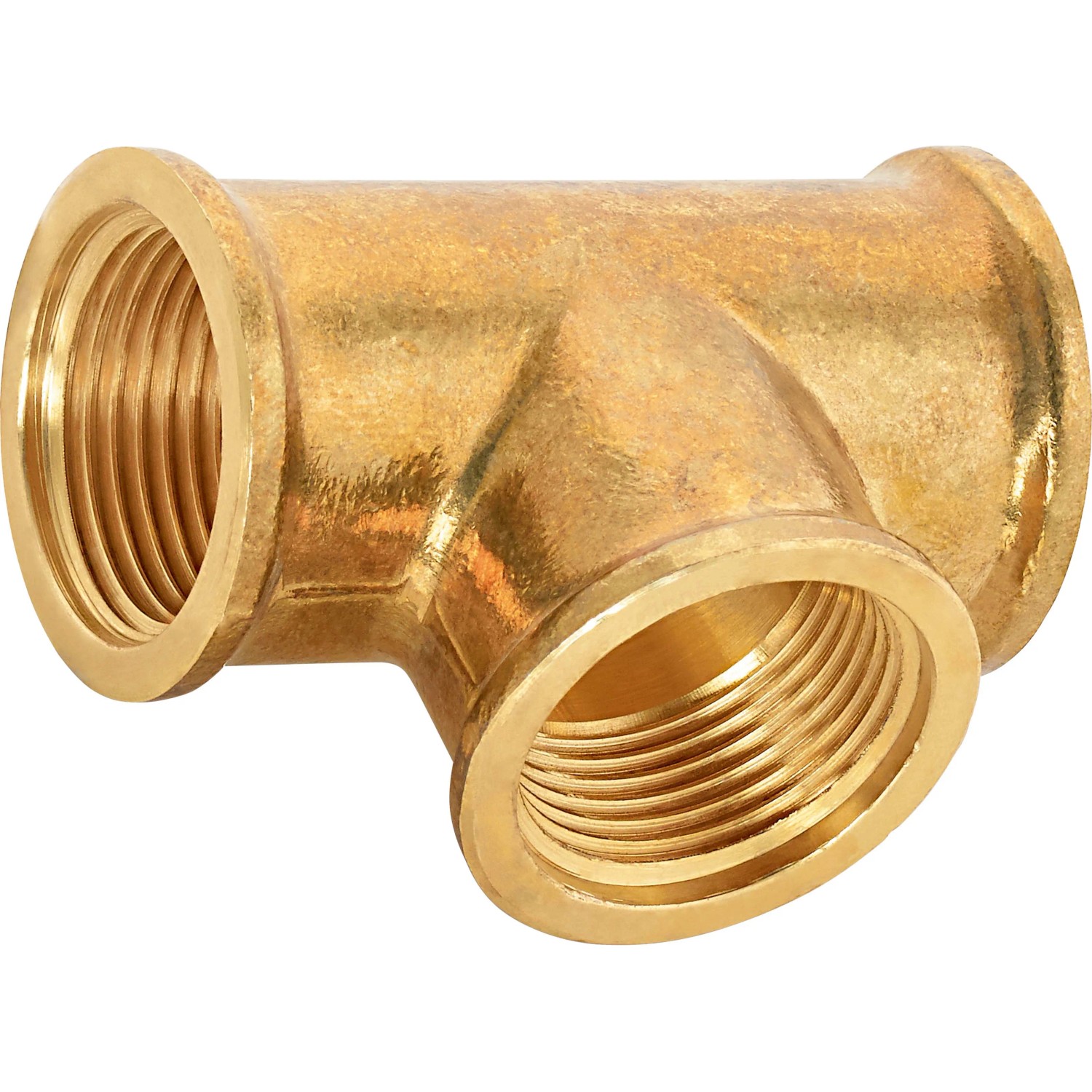 Gewinde-T-Stück aus Messing, 24,1 mm (Rp 3/4) für Installationen.