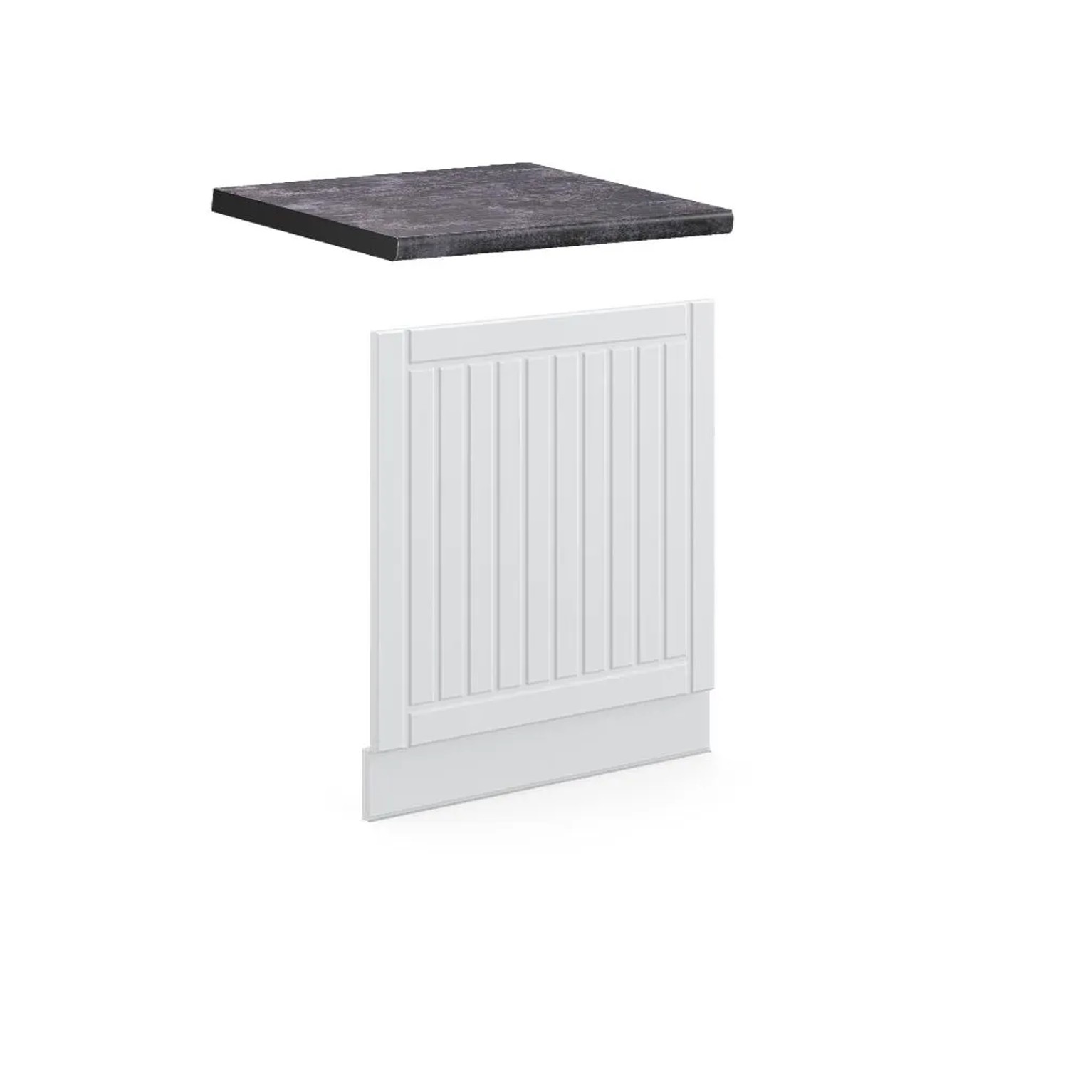 Vicco Frontblende Fame-Line Geschirrspüler Fronttür Weiß Landhaus Weiß 60 cm AP Anthrazit