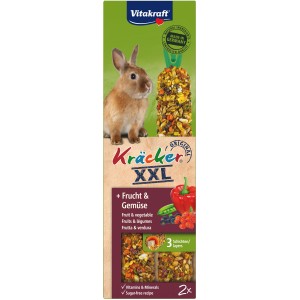 Vitakraft Kräcker XXL für Zwergkaninchen mit Früchten und Gemüse, 2 Stück.