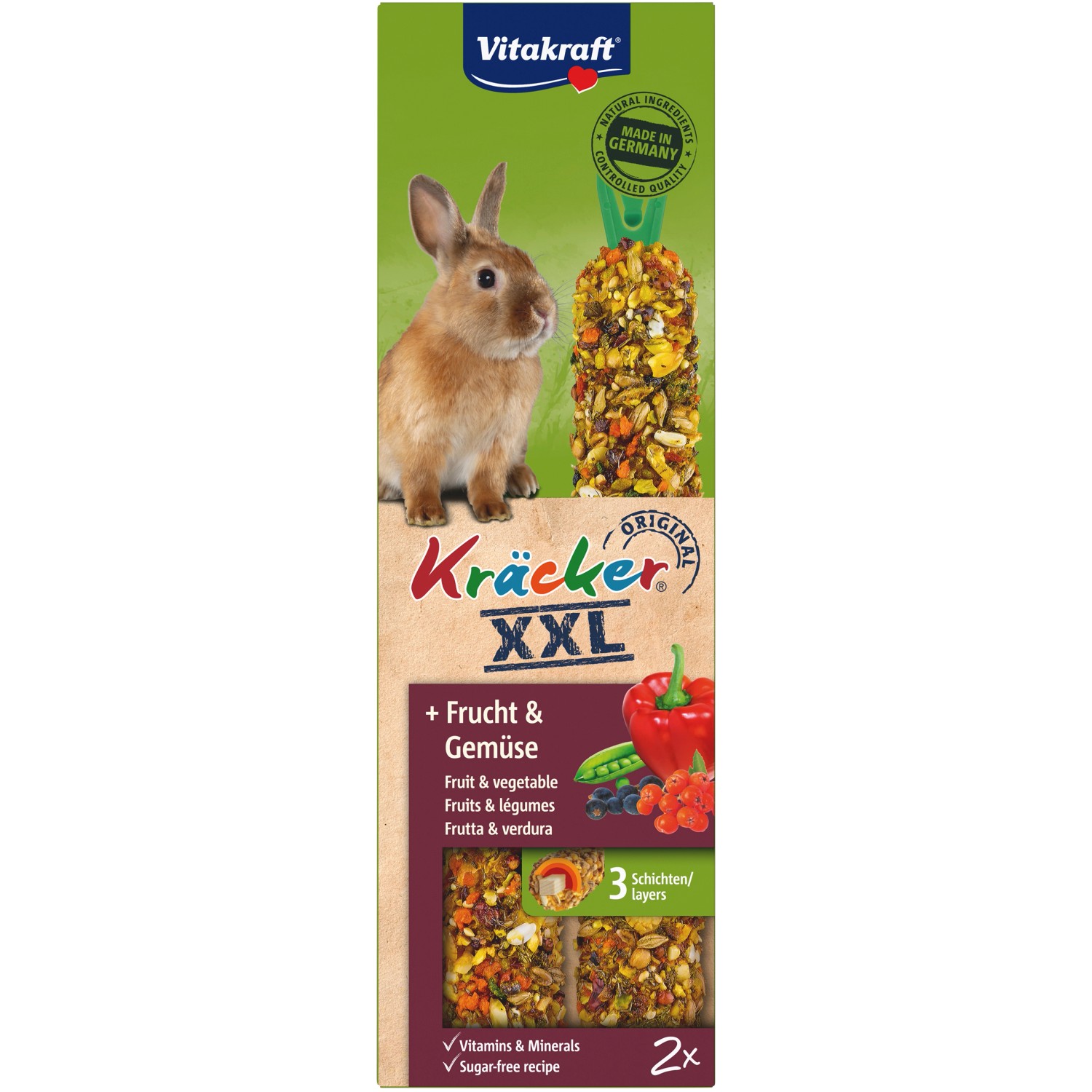 Vitakraft Kräcker® XXL mit Früchten und Gemüse für Zwergkaninchen 2 ...