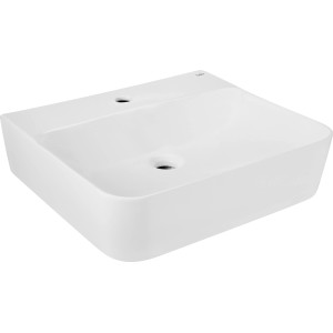 Weißes baliv Rockport Handwaschbecken, 50 cm, für Wand- oder Aufsatzmontage. Modernes Design.